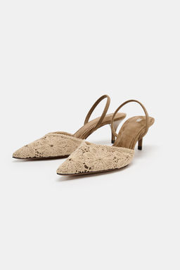 ZAPATO TAC?N BORDADOS / Blanco Crudo - Zara фото 3