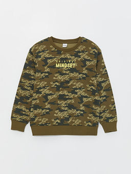 Bisiklet Yaka Bask?l? Uzun Kollu Erkek ?ocuk Sweatshirt