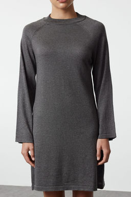 TRENDYOLMILLA Koyu Kahverengi Mini Triko Basic Pamuklu Elbise TWOAW25EL00044 фото 4