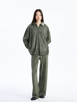 Beli Lastikli D?z Geni? Pa?a Kad?n Pantolon