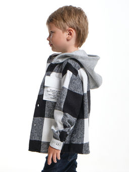Рубашка с капюшоном комфорт и стиль UD 7988 клетка черная - Mini maxi фото 7