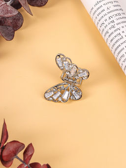 Цена за 6 шт. Крабик для волос «Доротеа», бабочка, 4 см, серебро