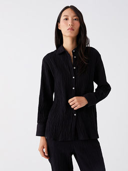 D?z Uzun Kollu Oversize M?slin Kad?n G?mlek