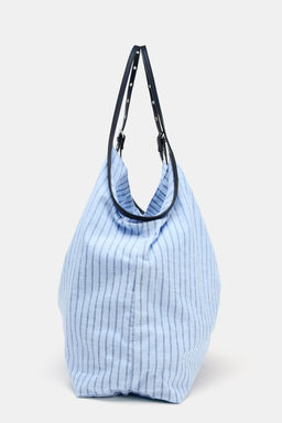 STRIPED FABRIC TOTE BAG