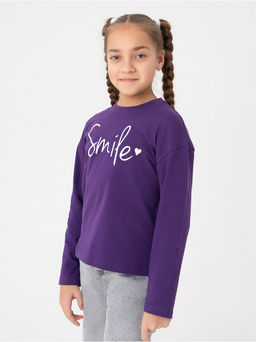 Лонгслив детский Смайл фиолет - София фото 9
