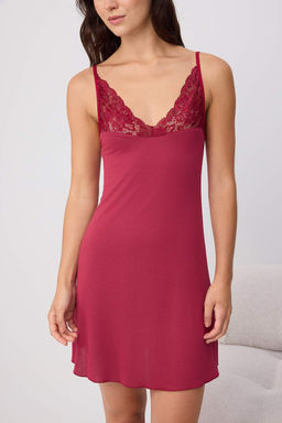 Bordo 4l_ Dantel Detayl_ Viskon _rme Pijama Tak_m_ THMAW27PT00002
