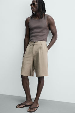 BERMUDA RELAXED FIT PLIEGUES CINTUR?N / Negro - Zara фото 6