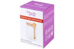 Банка д/хранения 550 мл 10,5*8,5*12,5 см Crystal glass + бамбук.крышка + бамбук.ложка, стекло - Elan gallery фото 6