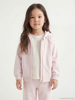 Kap??onlu K?z Bebek Kal?n Fermuarl? Sweatshirt