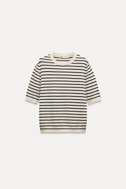 BASIC PLAIN KNIT SHORT SLEEVE TOP - Zara фото 6