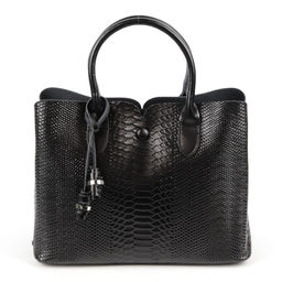 Женская кожаная сумка тоут под змею 5321-220 Блек - Cidirro фото 2