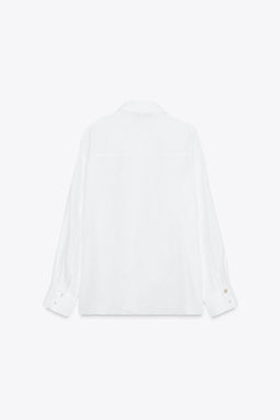 100% LINEN SHIRT WITH CONTRASTING BUTTONS - Zara фото 7