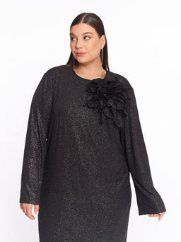 Платье вечернее с цветком 1PP51727BLK60