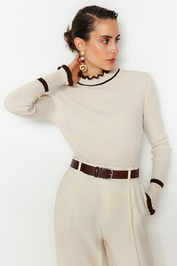 Tas Renk Bloklu Triko Kazak TWOAW22KZ1250 - Trendyolmilla фото 3