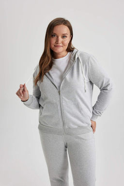 Толстовка обычного кроя на молнии с капюшоном - Defacto фото 6