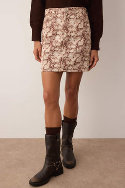 TRENDYOLMILLA Kahverengi Leopar Desenli Dokuma Mini Etek TWOSS24ET00251  фото 3