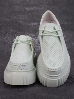 03-PDA169-4 GREEN Полуботинки женские (натуральная кожа)