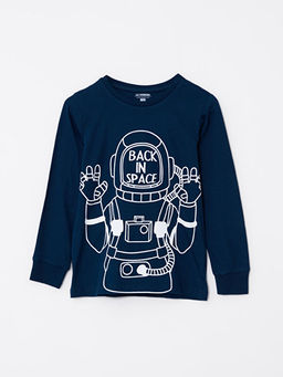 Bisiklet Yaka Bask?l? Uzun Kollu Erkek ?ocuk Pijama Tak?m? - Waikiki фото 2