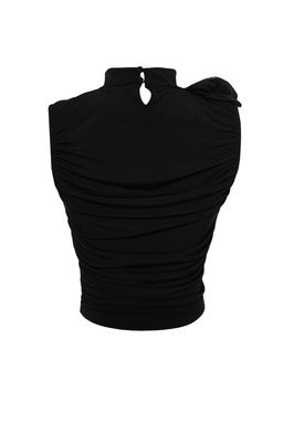 Trendyolmilla Siyah Drapeli Gul Detayl? Orme Bluz TPRAW24BZ00087