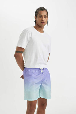 Шорты для плавания выше колена стандартной посадки с сетчатой подкладкой и градиентным принтом - Defacto фото 4