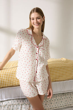 Trendyolmilla Lacivert %100 Pamuklu Kalpli Biyeli Muslin Sortlu Dokuma Pijama Tak?m? THMSS25PT00404  фото 7