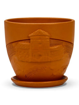 Горшок цветочный с поддоном 1,4 л, d15/h13 см терракот керамика, "Голландия" (М)
