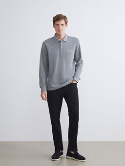 Polo Yaka Uzun Kollu Erkek Sweatshirt