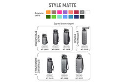 Бутылка для воды 1,5 л 10*10*28,5 см "Style Matte" с углублениями д/пальцев серая