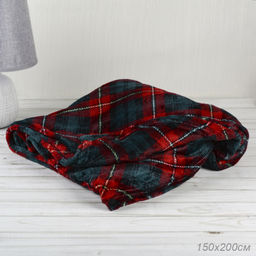 Плед флисовый 150х200 см Зеленый в клетку / GP611-6 /уп 15/100/ 714084