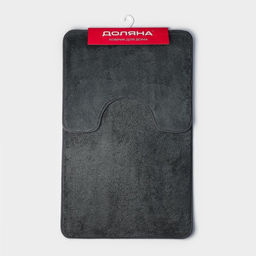 Коврики для ванной и туалета Доляна «Софт», 2 шт: 40×50 см, 50×80 см, цвет серый