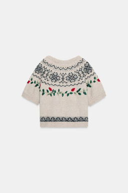 SHORT SLEEVE JACQUARD EMBROIDERED JUMPER - Zara фото 7