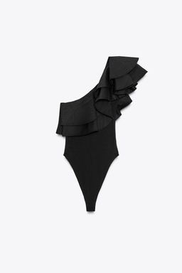 ASYMMETRIC CONTRAST RUFFLE BODYSUIT - Zara фото 5