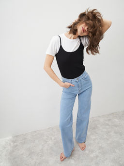 Женские джинсы широкие с высокой посадкой - Mossmore фото 5