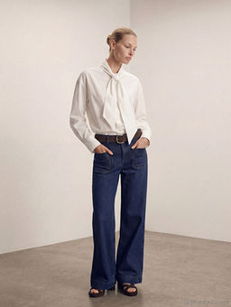 Ba?lamal? Fular Yaka Poplin Kad?n G?mlek