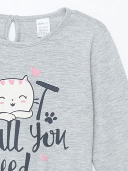 Bisiklet Yaka Bask?l? K?z ?ocuk Ti??rt