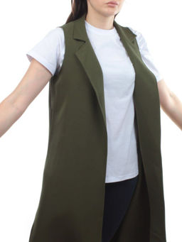 S2623 GREEN Жилет женский классический удлиненный (95% полиэстер,5% спандекс)