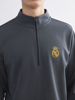 Dik Yaka Real Madrid Bask?l? Erkek Sweatshirt
