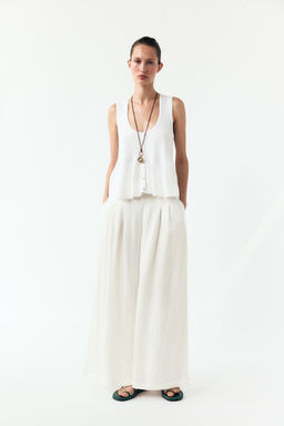 WIDE-LEG DARTED TROUSERS