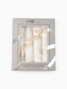 Набор сервировочных салфеток с декоративными кольцами Этель Еco style 46х46 см - 4 шт, 100% лён