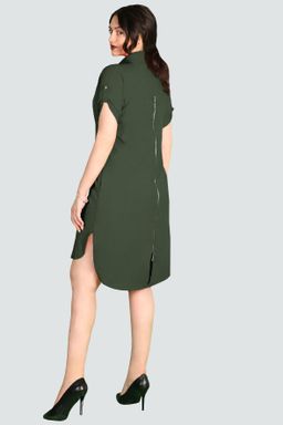 Платье-рубашка темно-зеленое - Almond фото 3