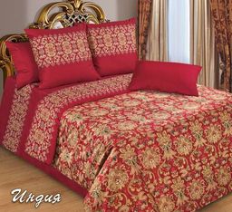 Постельное белье - Сатин Индия (бордо) Евро (молния) - Luteks фото 2