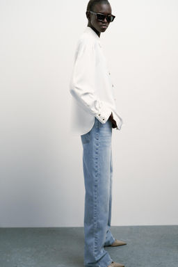 CONTRAST BUTTON SATIN SHIRT - Zara фото 3