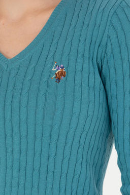 Женский базовый свитер бензинового цвета с v-образным вырезом Неожиданная скидка в корзине - U.s. polo assn фото 7