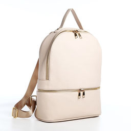 Рюкзак женский на молнии, с карманами, размер 27×10×34 см, бежевый