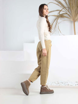 Ботинки 307.от11br. коричневый капучино замша/Шерсть