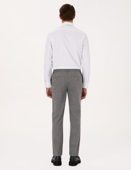 Gri Ekstra Slim Fit _izgili Kuma_ Pantolon