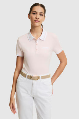 Kad_n A__k Pembe Polo Yaka Basic Ti__rt