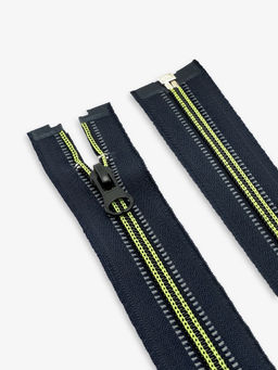 Цена за 10 шт. Молния «Спираль», №5, разъёмная, светоотражающая, замок автомат, 60 см, чёрная, зелёная