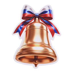 *КМ-17299 Набор украшений на скотче. Колокольчик золотой с российской символикой (10 шт., двухсторонняя, ВД-лак)