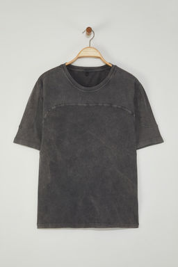 TRENDYOL MAN Vizon Oversize/Genis Kesim Eskitme/Soluk Efekt Kumas Mix Detayl? T-Shirt TMNSS25TS00014 - Trendyolmilla фото 5